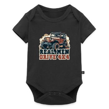REAL MEN DRIVE 4X4 Fahrzeug - Baby Premium Kurzarmbody - Schwarz - Vorne