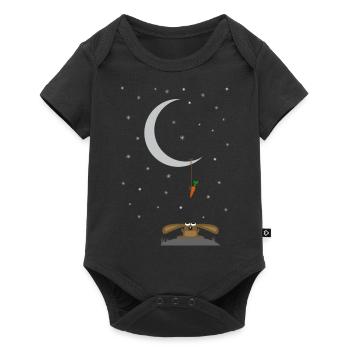 rabbit stares at a carrot on the moon - Baby Premium short-sleeve bodysuit - black - Front