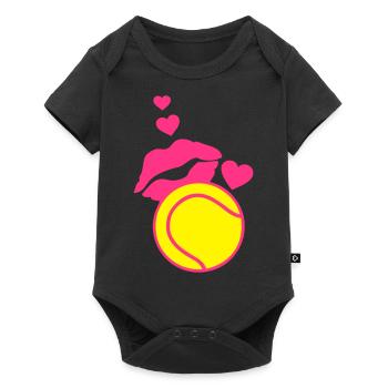 tennis bisous love coeur levre - Body à manches courtes Premium Bébé - noir - Devant