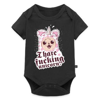 Dog in unicorn costume - Baby Premium short-sleeve bodysuit - black - Front
