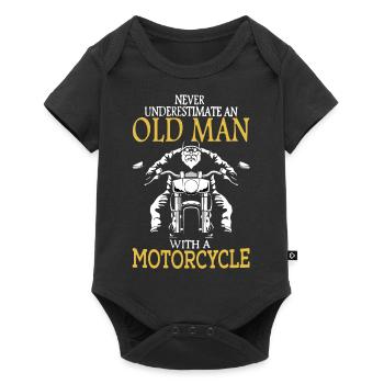 old man with Motorcycle - Motorbike - Motorcycle - S - Baby Premium short-sleeve bodysuit - black - Front