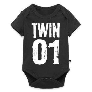 Twin 01 02 twins partnerlook twin gift - Baby Premium short-sleeve bodysuit - black - Front
