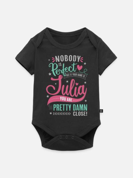 Julia naam niemand is perfect Naamdag cadeau - Premium babyrompertje met korte mouwen  - zwart