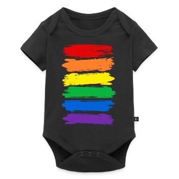 Rainbow Flag Rainbow Vintage Stripes LGBTQ - Baby Premium short-sleeve bodysuit - black - Front