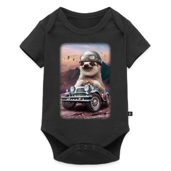 SLOTH IN RACING CAR - Baby Premium short-sleeve bodysuit - black - Front