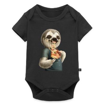 SLOTH EAT PIZZA - Baby Premium short-sleeve bodysuit - black - Front