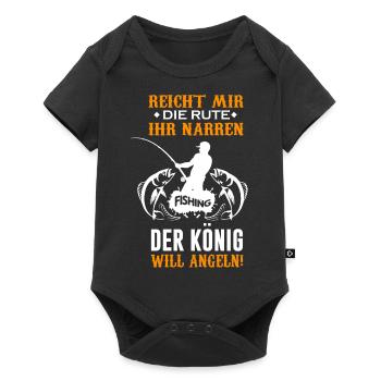 Fischen Angeln Angler Petri Heil Karpfen Fishing - Baby Premium Kurzarmbody - Schwarz - Vorne