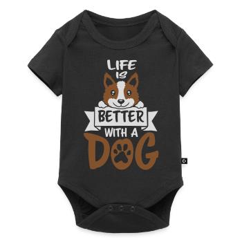 better with a dog - Baby Premium short-sleeve bodysuit - black - Front