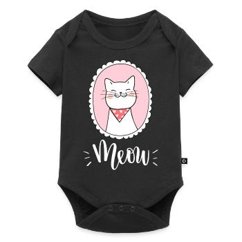 Mignon Kawaii drôle de chat disant miaulement - Body à manches courtes Premium Bébé - noir - Devant