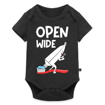 Open Wide - Baby Premium short-sleeve bodysuit - black - Front