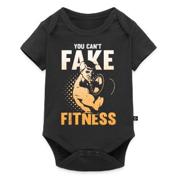 Fitness kann man nicht vortäuschen Workout Gym - Baby Premium Kurzarmbody - Schwarz - Vorne