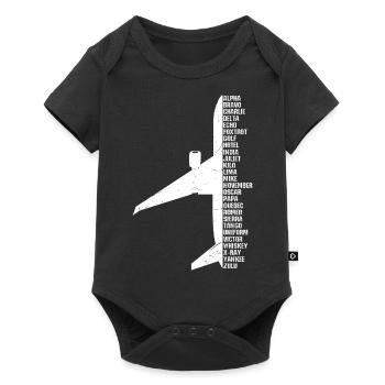 Flughafen Pilot Buchstaben Motiv Landung Landebahn - Baby Premium Kurzarmbody - Schwarz - Vorne