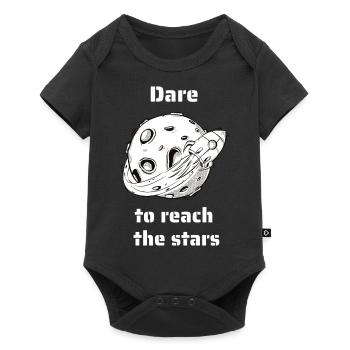 Dare To Reach The Stars Retro Outer Space Designs - Baby Premium Kurzarmbody - Schwarz - Vorne