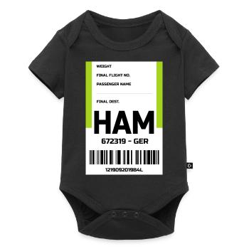 Flughafen Reise Etikett Aufkleber Hamburg HAM - Baby Premium Kurzarmbody - Schwarz - Vorne
