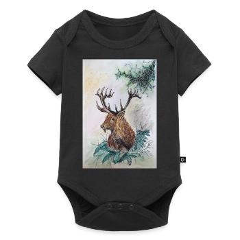 Hirsch Deer - Baby Premium Kurzarmbody - Schwarz - Vorne