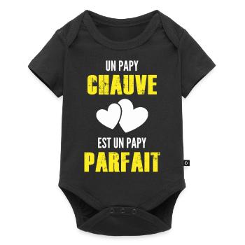 un papy chauve est un papy parfait / grand-père - Body à manches courtes Premium Bébé - noir - Devant