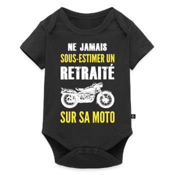Ne jamais sous estimer un retraité sur sa moto - Body à manches courtes Premium Bébé - noir - Devant
