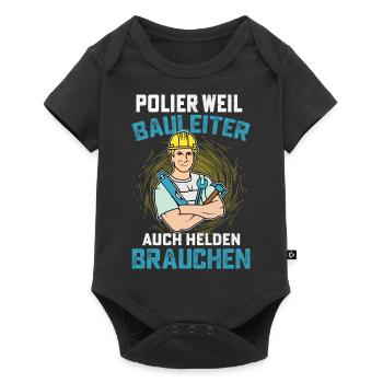 Polier Bauleiter Baustelle - Baby Premium Kurzarmbody - Schwarz - Vorne