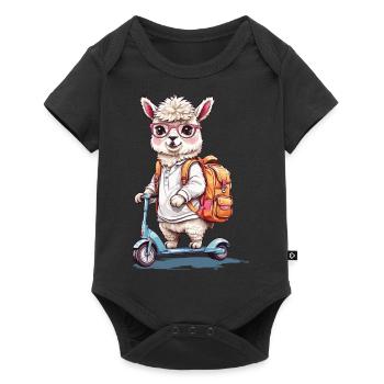 Conception mignonne de l’école de scooter d’étudiant en alpaga - Body à manches courtes Premium Bébé - noir - Devant