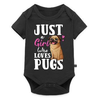 Juste une fille qui aime les carlins mignon chien amoureux des animaux - Body à manches courtes Premium Bébé - noir - Devant