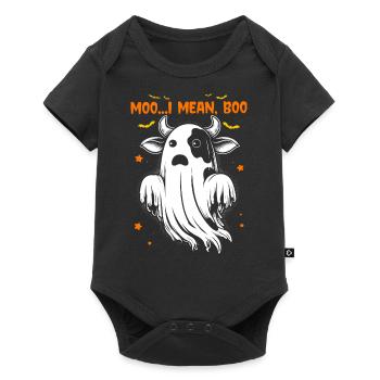 Ghost Cow Moo I Mean Boo Pumpkin Moon Halloween - Baby Premium short-sleeve bodysuit - black - Front