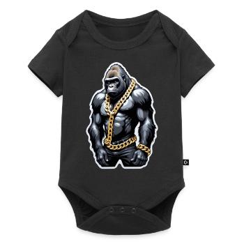 Gorilla with Gold Chain - Baby Premium short-sleeve bodysuit - black - Front