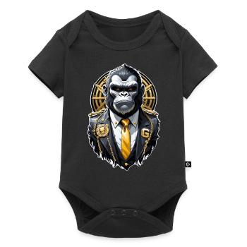Gorilla with Gold Chain - Baby Premium short-sleeve bodysuit - black - Front