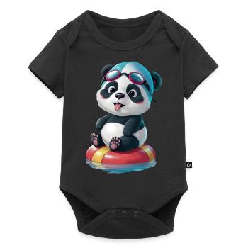 L’aventure de natation de Panda ! - Body à manches courtes Premium Bébé - noir - Devant