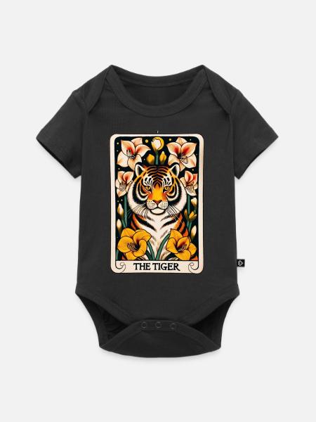 Die Tiger-Tarotkarte - Baby Premium Kurzarmbody - Schwarz