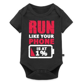 Courez comme si votre téléphone était à 1% de coureur de fond - Body à manches courtes Premium Bébé - noir - Devant