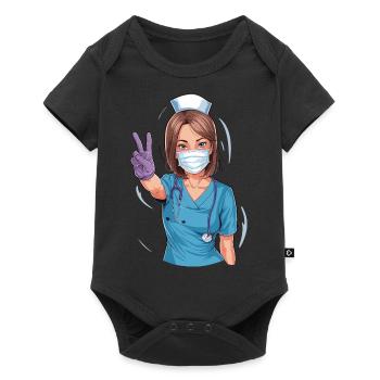 Lustige Krankenschwester mit Humor - Baby Premium Kurzarmbody - Schwarz - Vorne