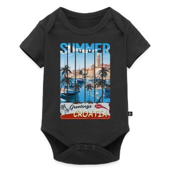 Croatia hrvatska kroatien hrv hr travel Zadar - Baby Premium Kurzarmbody - Schwarz - Vorne