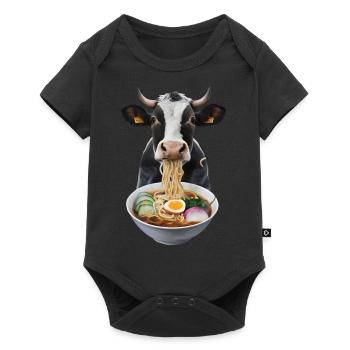 Kuh Ramen - Baby Premium Kurzarmbody - Schwarz - Vorne