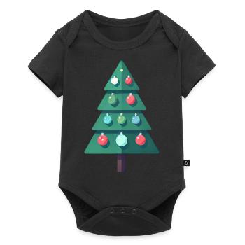Tannenbaum mit Kugeln - Baby Premium Kurzarmbody - Schwarz - Vorne