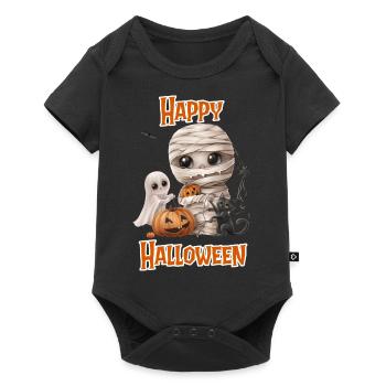 Halloween – Happy Halloween cute cat as mummy - Baby Premium short-sleeve bodysuit - black - Front