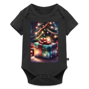 Festive gift box under a Christmas tree - Baby Premium short-sleeve bodysuit - black - Front
