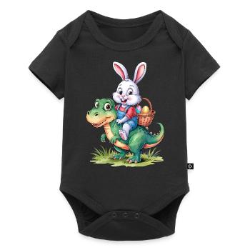 Easter Bunny Dinosaur Dino Easter Funny Cute - Baby Premium short-sleeve bodysuit - black - Front