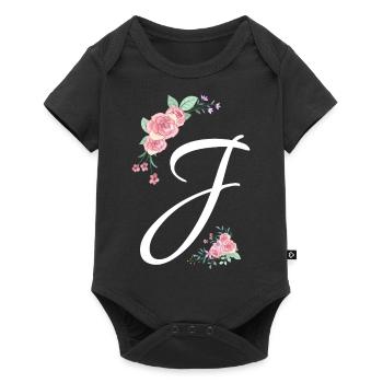 Letter j flowers - Baby Premium short-sleeve bodysuit - black - Front