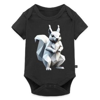 Squirrel - Cute Low Polygon Design - Baby Premium short-sleeve bodysuit - black - Front