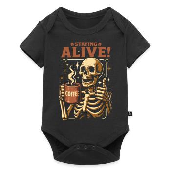 Staying Alive skeleton coffee - Baby Premium short-sleeve bodysuit - black - Front