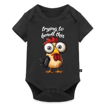 trying to hendl this funny chicken crazy saying - Baby Premium short-sleeve bodysuit - black - Front