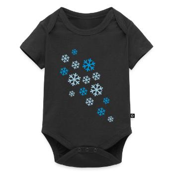 schneeflocken schnee winter - Baby Premium Kurzarmbody - Schwarz - Vorne