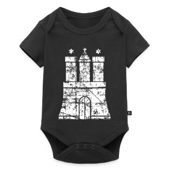 Hamburger Wappen (Vintage Weiß) Hamburg Design - Baby Premium Kurzarmbody - Schwarz - Vorne