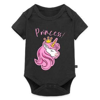 Majestueuse couronne de licorne imprimée - Body à manches courtes Premium Bébé - noir - Devant