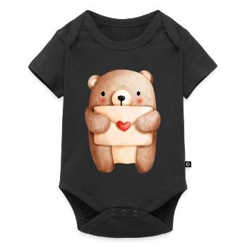 Bear in Love with Love Letter – Love Design - Baby Premium short-sleeve bodysuit - black - Front