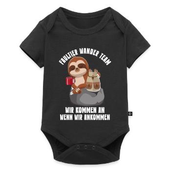 Faultier Gruppe Wandergruppe Berg Wanderung - Baby Premium Kurzarmbody - Schwarz - Vorne