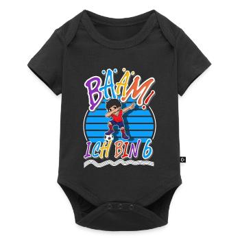 6. Geburtstag Kinder Fußball - Baby Premium Kurzarmbody - Schwarz - Vorne