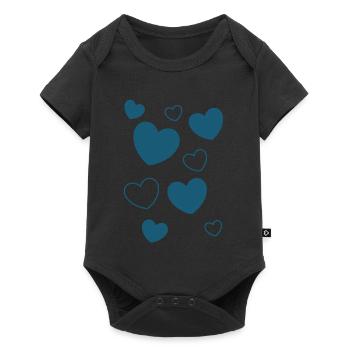 Blue Heart Pattern Heart Pattern Gift - Baby Premium short-sleeve bodysuit - black - Front