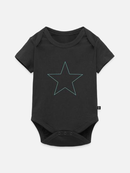 Stern hellblau blue star - Baby Premium Kurzarmbody - Schwarz
