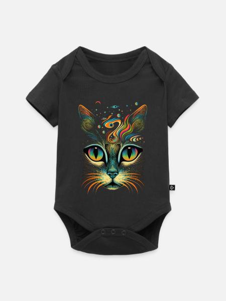 Kosmische Katze - Baby Premium Kurzarmbody - Schwarz